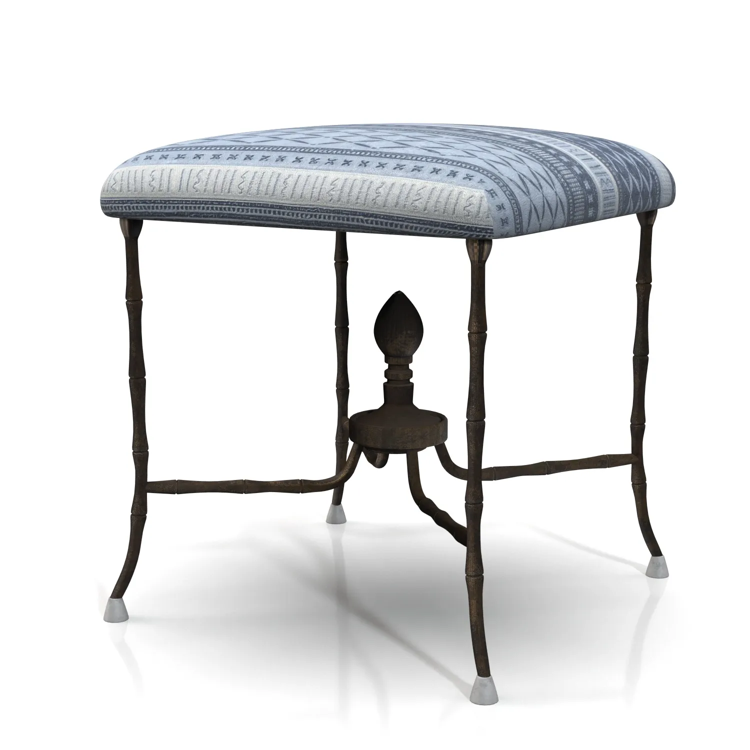 Antique Metal Stool With Seat Covered PBR 3D Model_06